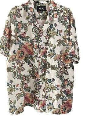 Malibu By Drill Clothing Co. Hawaiian Shirt Button Up Men’s Large